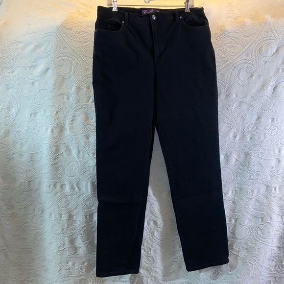 Gloria Vanderbilt Amanda Black Straight-Leg Pants Jeans Size 16 - Picture 4 of 12